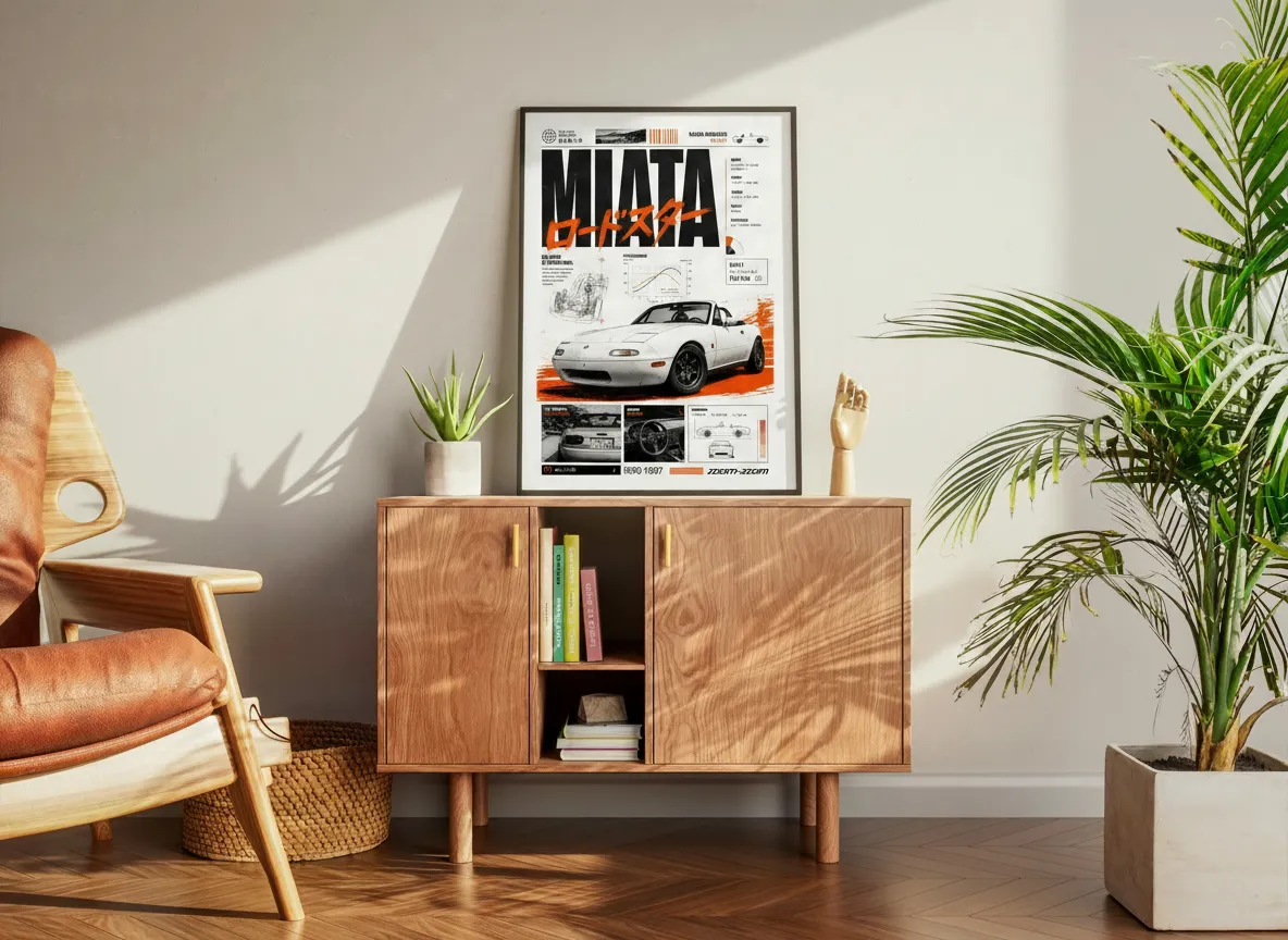 Mazda Miata NA6CE poster in a room